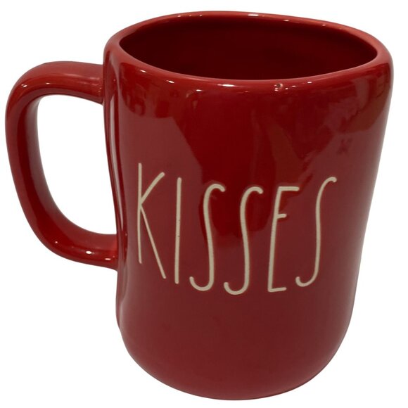 Rae Dunn Double Sided Coffee Mug "Hugs" "Kisses" In Red by Magenta - Picture 3 of 6